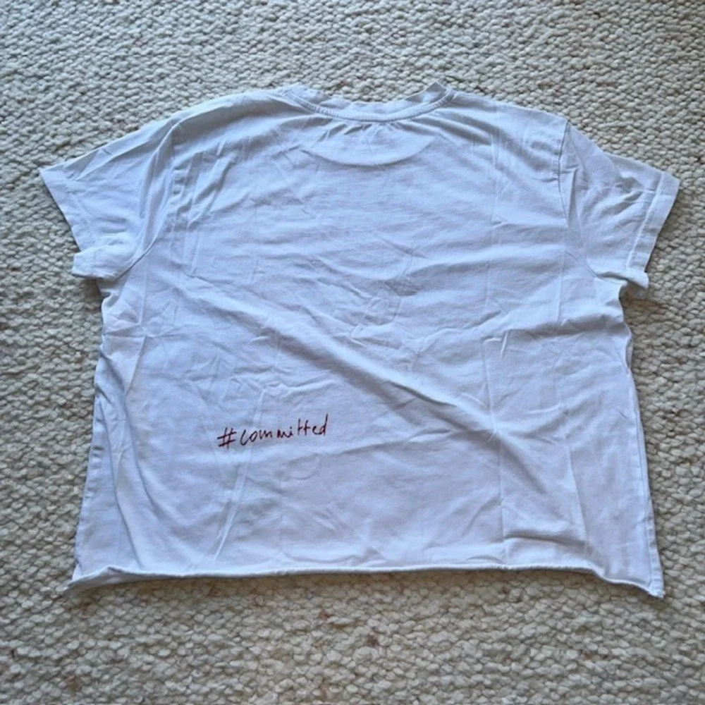 Zadig & Voltaire Bella Committed T-Shirt Graphic Raw Hem White Medium
